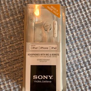 Sony Headphones with mic, new, white